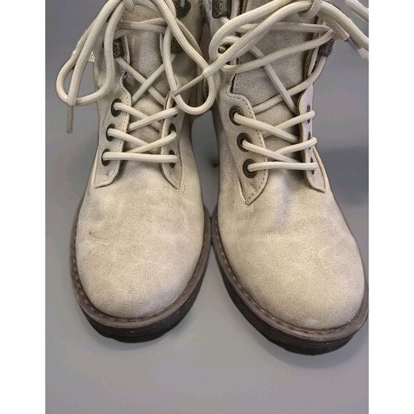 Blowfish Malibu Boots Women’s 8.5 Beige Knit Cuff Lace Up Ankle Combat Style... - Picture 9 of 11